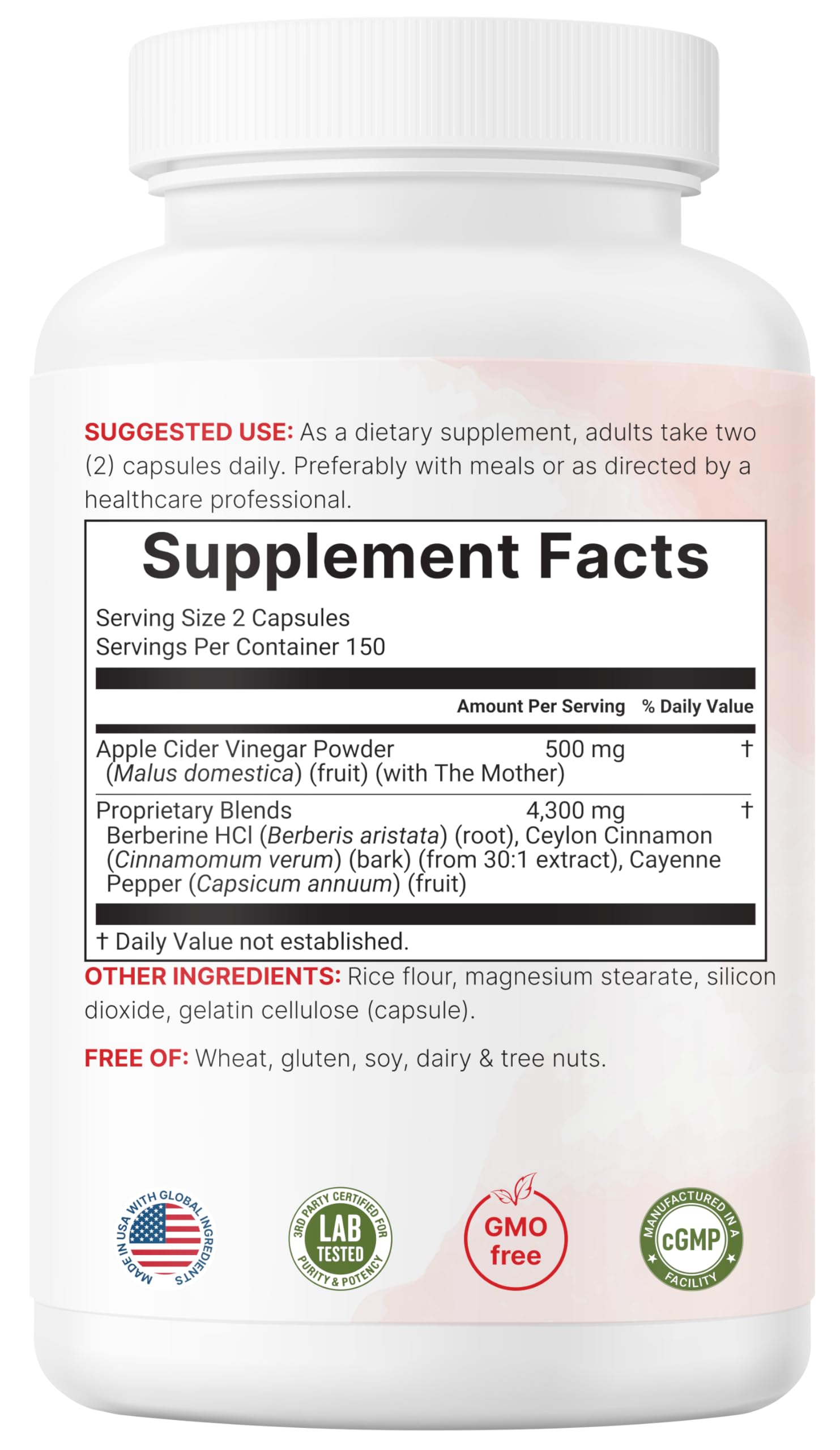 Micro Ingredients Apple Cider Vinegar Capsules | 4,800mg Per Serving, 300 Counts | 4-in-1 ACV Complex with The Mother | Ceylon Cinnamon, Cayenne Pepper & More | Immune, Digestion & Appetite Support — Amazon image 6
