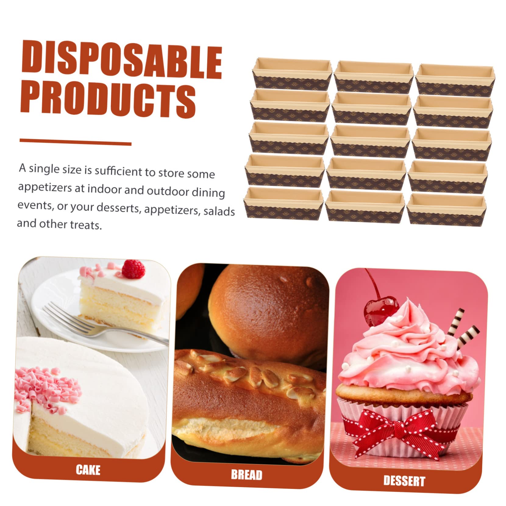 Hemobllo 25Pcs Stackable Cake Paper Loaf Pans Simple Cake Packing Cups for Bakery Supplies and Baking Accessories