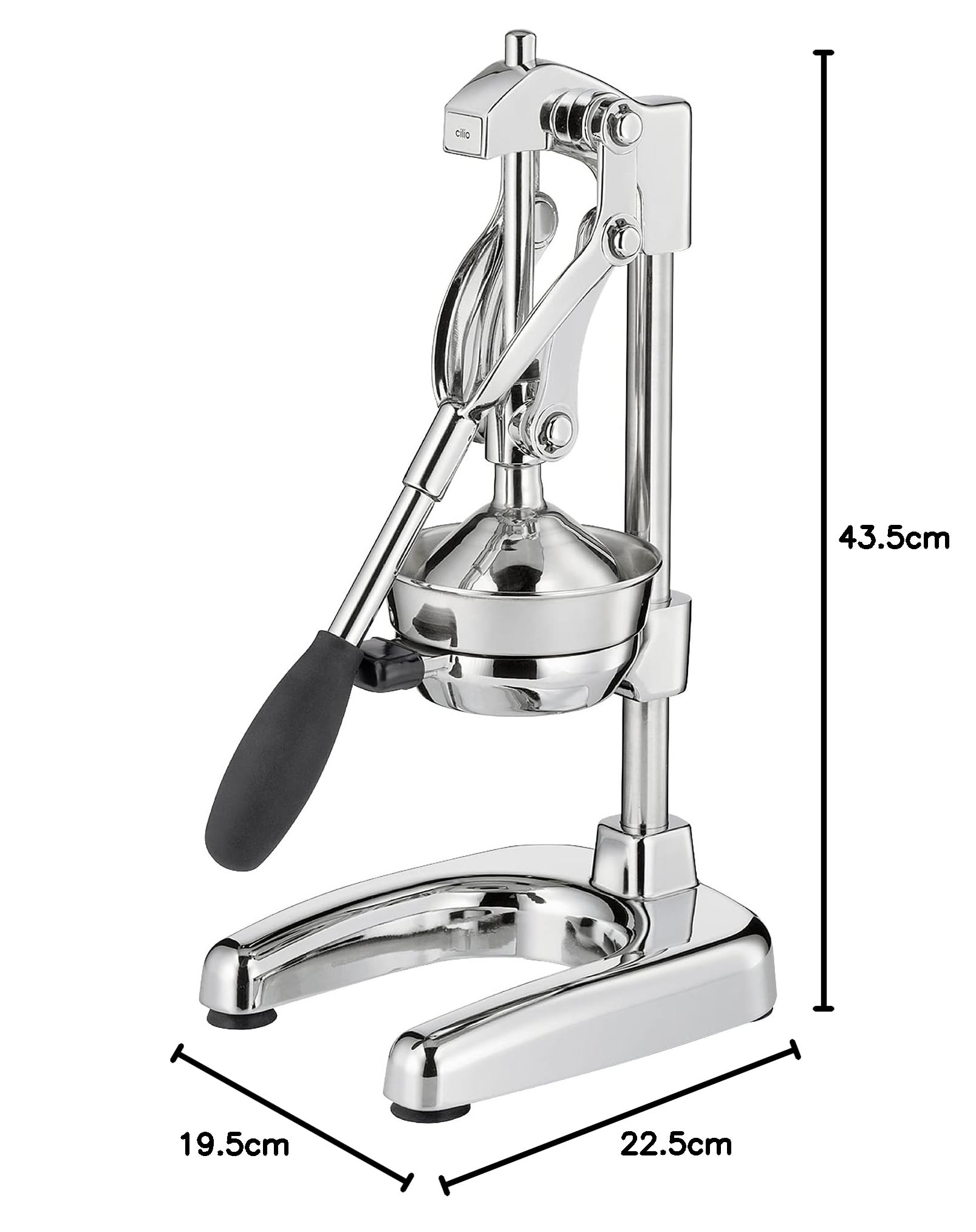 cilio AMALFI Profi-Saftpresse manuell, Edelstahl-Presskegel, Hebel, 44 cm