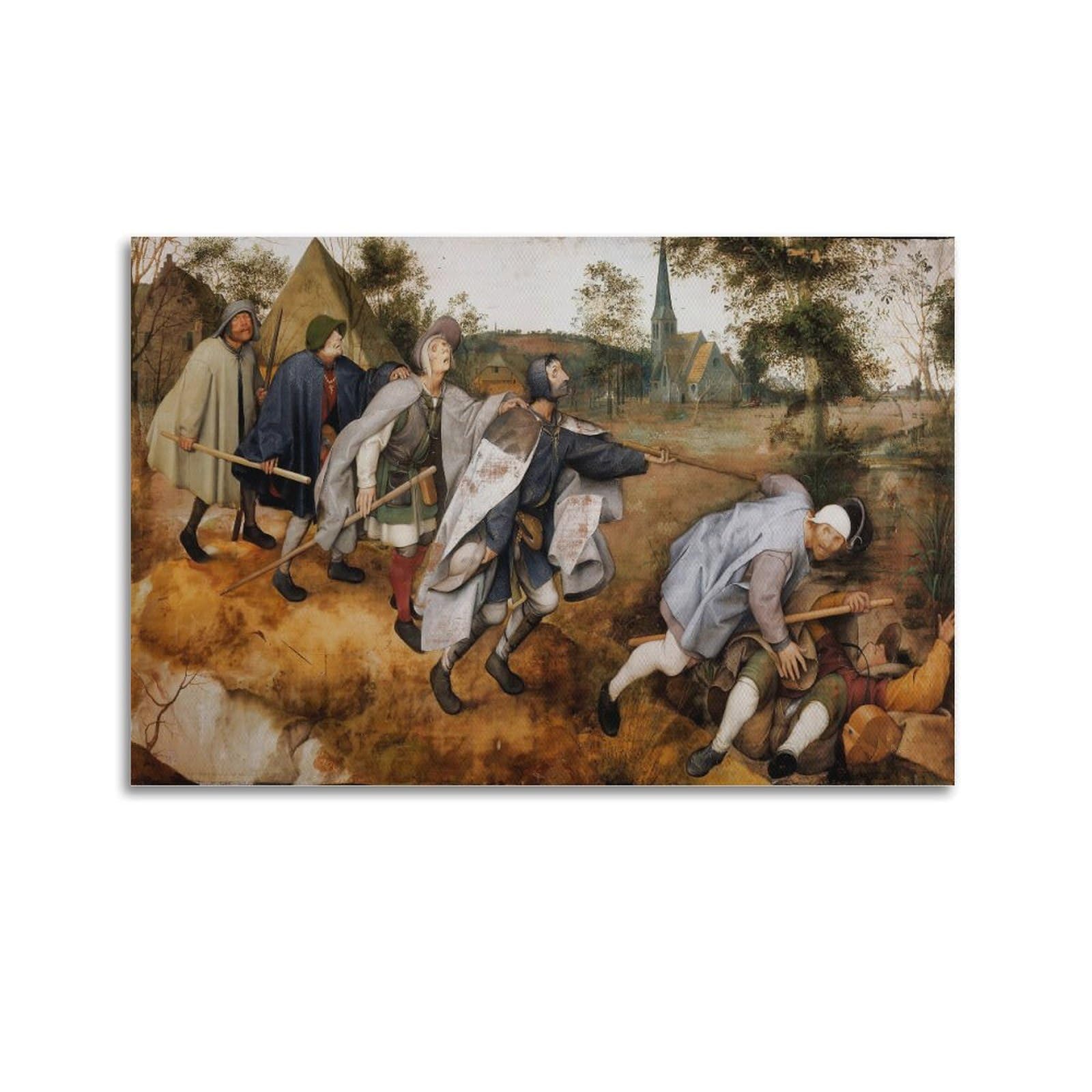 Adovz The Blind Leading The Blind Poster By Pieter Bruegel The Elder Print Photo Art Painting Canvas Home Decorative Bedroom Modern Decors Gifts 24X36inch(60X90cm)