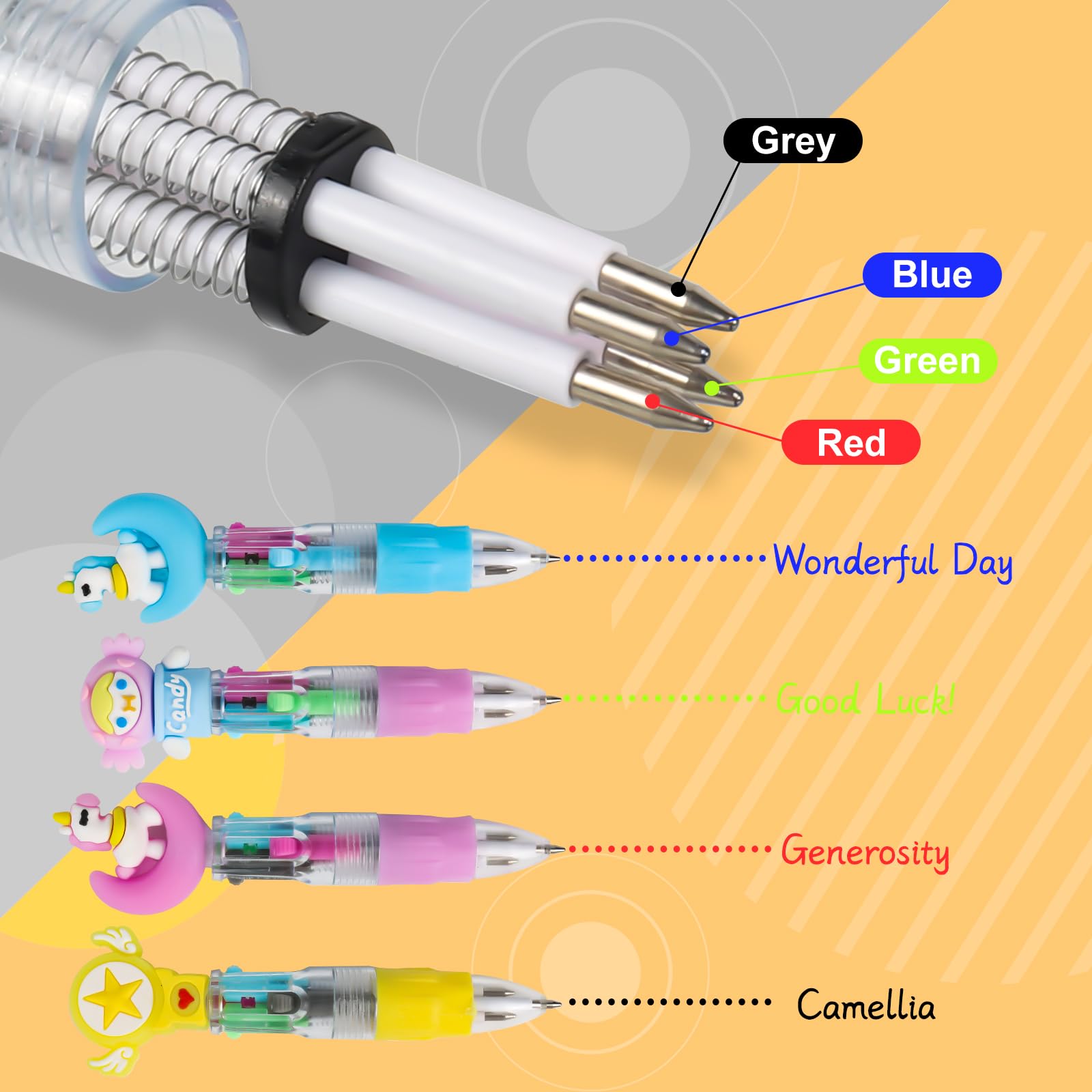 Set 15 Minipenne Multicolori A 4 Colori Con Simpatici Animaletti Kawaii – Lunghezza 11 Cm, Punta 0,7 Mm, Perfette Per Compleanni, Feste E Regali Creativi Per Bambini