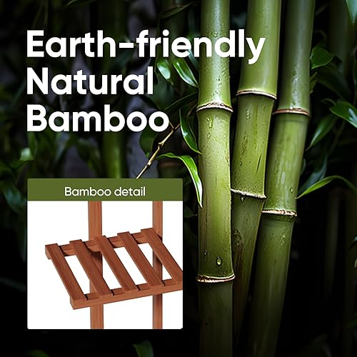 Miniatura 7 de ROSSNY Soporte para Plantas de Interior de 55 Pulgadas de Alto, 7 Niveles 8 Macetas Soporte para Plantas de Bambú para Plantas de Interior, Soporte
