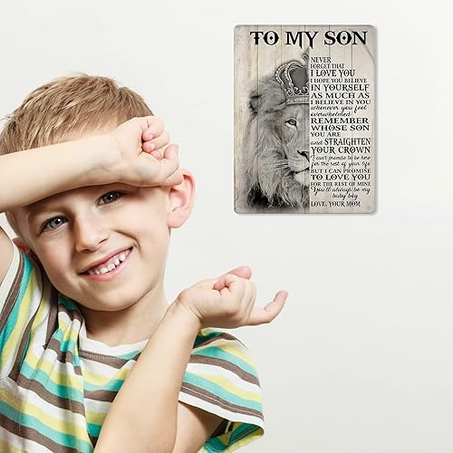 Miniatura 6 de Placas para decoración de regalo para hijo, con texto en inglés My Son Never Forget I Love You Be Love from Mom, 8 x 12 pulgadas