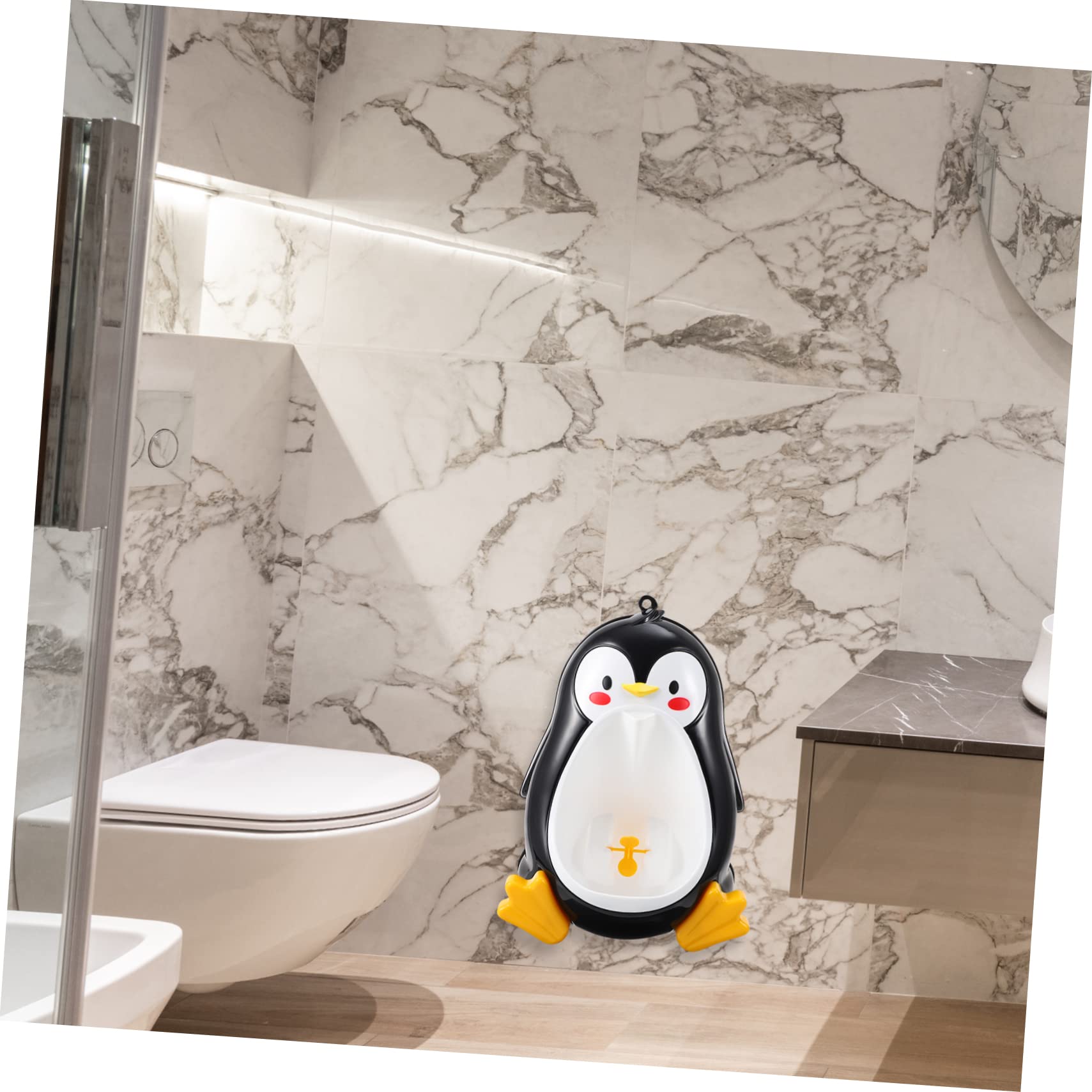 VICASKY Orinal Infantil Diseño de Pingüino, Montado en Pared, Optimización de Espacio, Material Pp Duradero, Adecuado para Baño de Niños y Entrenamiento