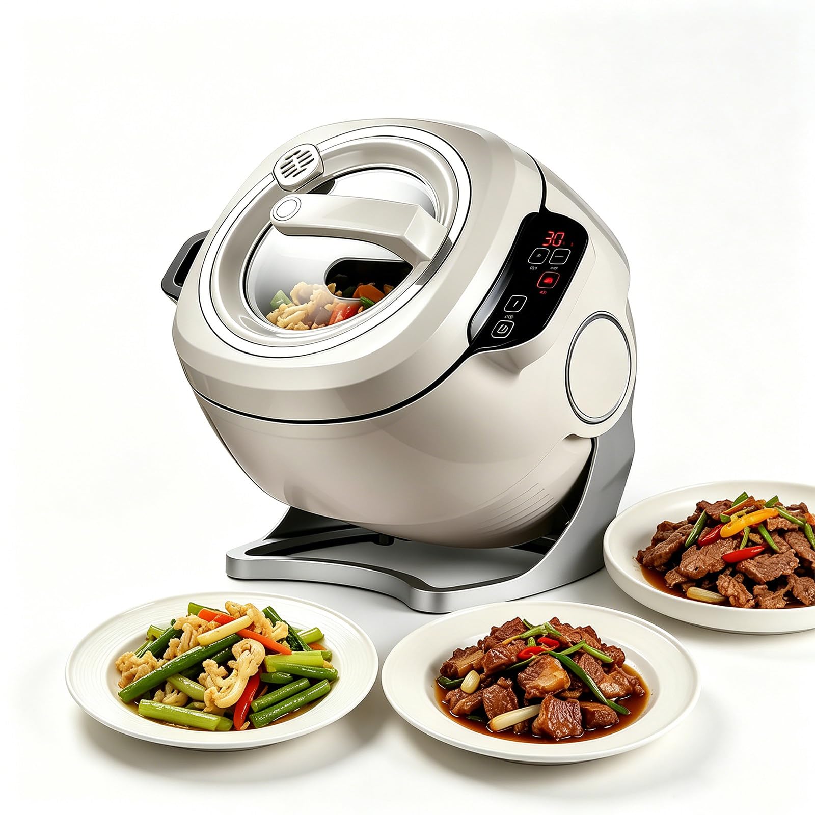 Robot kuchenny i automatyczne urządzenie do smażenia typu stir-fry – elektryczne urządzenie indukcyjne typu „wszystko w jednym”: bezdymne, zdrowe (beztłuszczowe), idealne dla zapracowanych rodzin