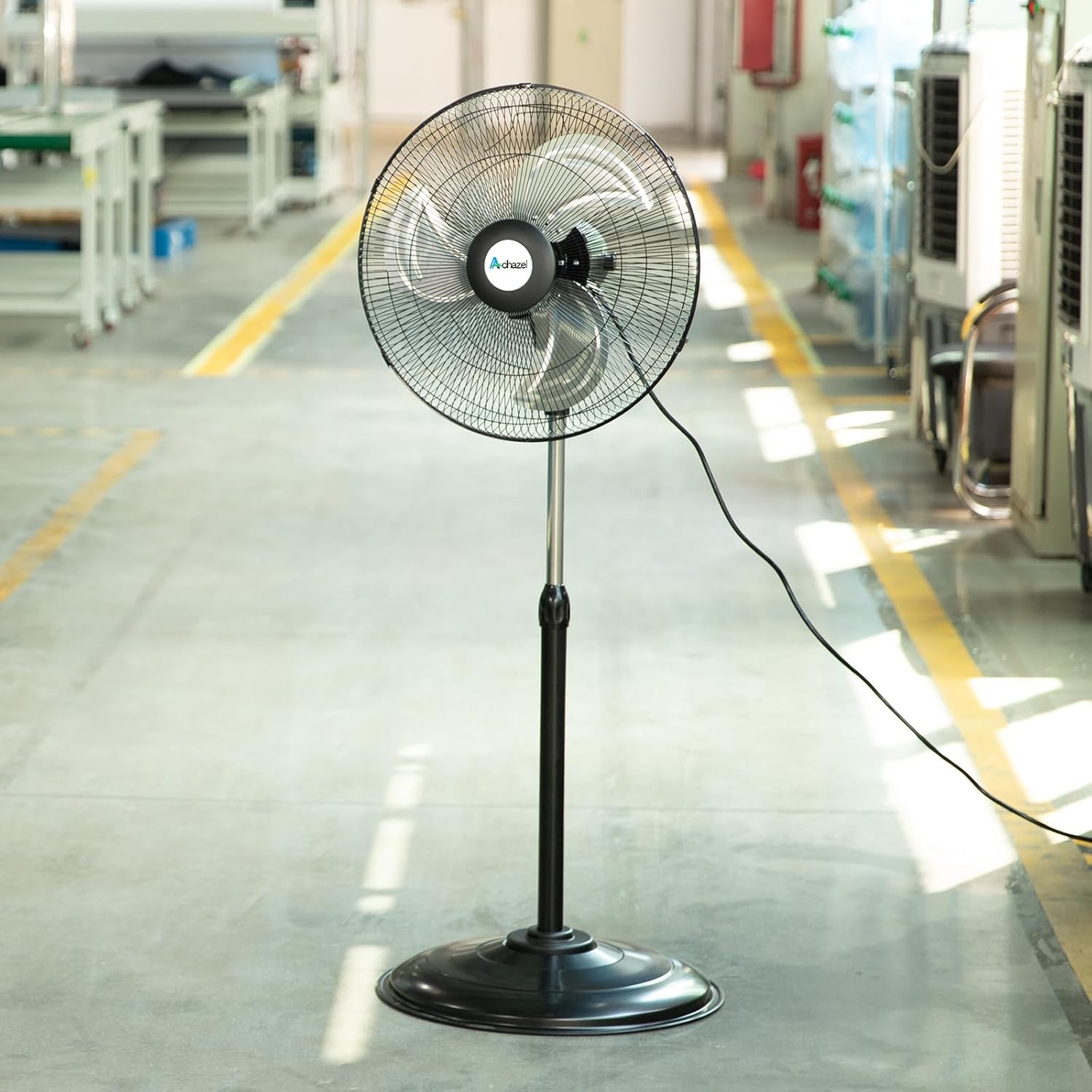 18" High Velocity Pedestal Oscillating Fan, 3900 CFM 3-Speed Heavy Duty Metal Standing Shop Fan with Aluminum Blades for Commercial and Garage