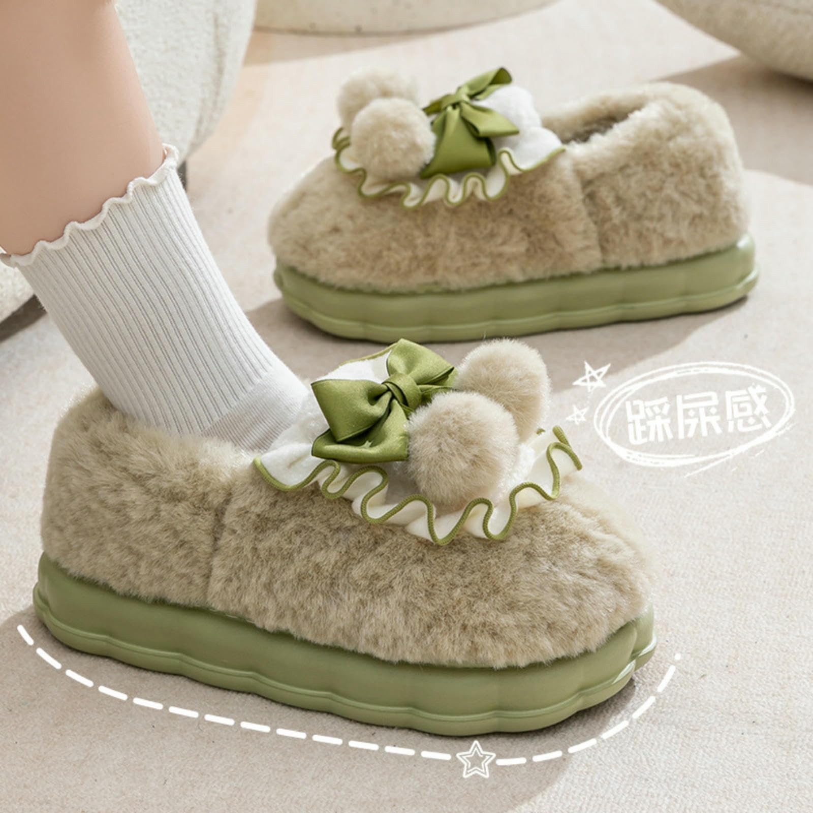 Pantofole Donna Schede di Cotone Bowknot per Donne Inverno Interno Casa Anti-Slip Scarpe di Cotone Addensato per Uomini Inverno-rosa-36-37