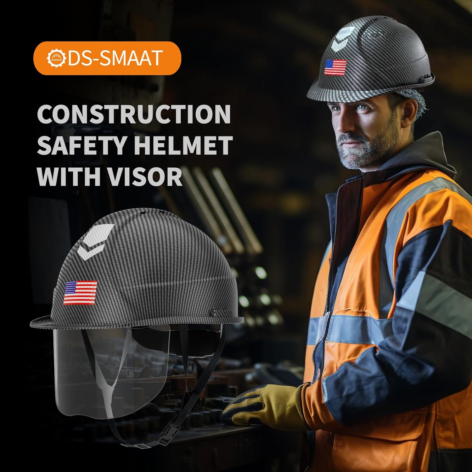 Reflective Safety Hard Hat with Visor,Vented Protection Construction Hard Hat,ANSI Z89.1& OSHA Approved Safety Helmet - Image 7