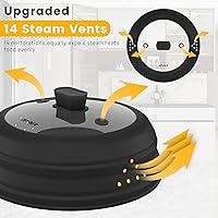 Vista 5 de Cubierta para salpicaduras de microondas, cubierta plegable de silicona para plato de microondas con vidrio para alimentos, tapa protectora de Negro