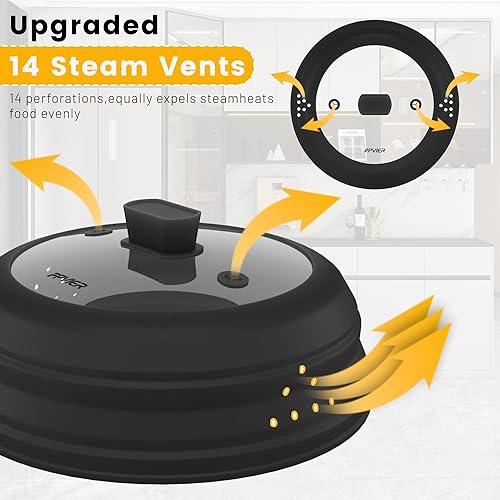 Miniatura 5 de Cubierta para salpicaduras de microondas, cubierta plegable de silicona para placa de microondas con vidrio para tapa protectora de salpicaduras de