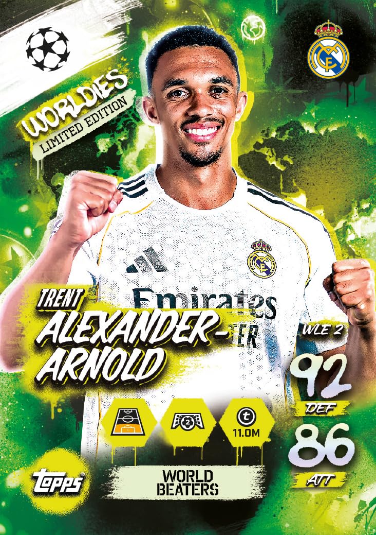 Topps UCC Match Attax 2025/26 – zestaw mini puszek zawiera wszystkie 4 mini puszki z kolekcji Match Attax 2025/26 – World Beaters, Global Goalscorers, Homegrown Heroes i International Icons.