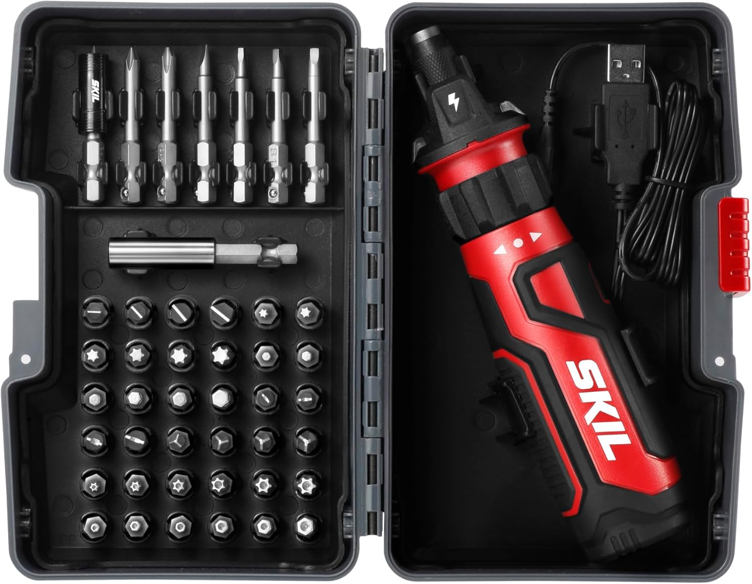 SKIL Rechargeable 4V Cordless Screwdriver with Circuit Sensor Technology Includes 45pcs Bit Set