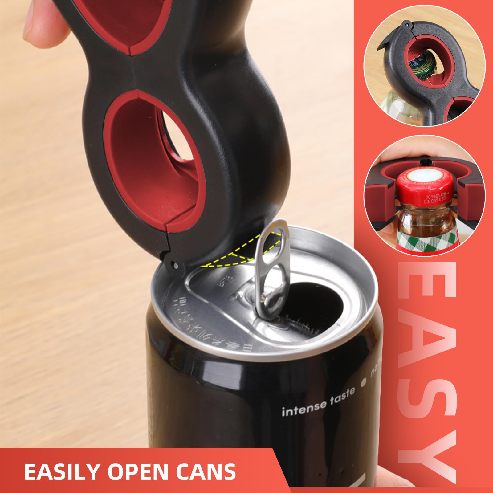 Jar Opener for Seniors with Arthritis - 5-in-1 & 6-in-1 Easy Twist Bottle Opener for Weak Hands & Elderly, Non-Slip Manual Can Opener for Jars/Bottle, Ideal Gift for Elderly Parents