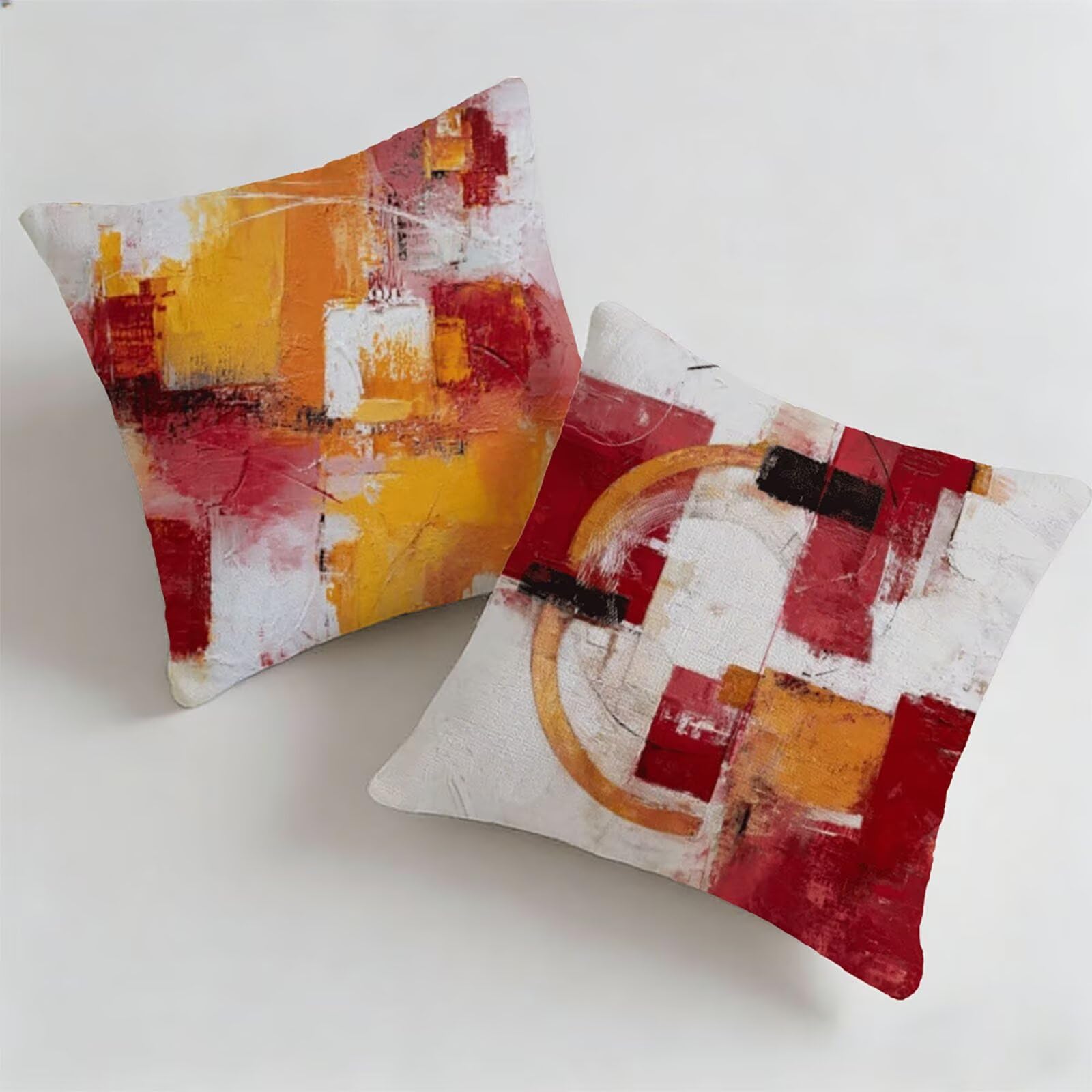 Housse de Coussin Canapé Abstrait 65x65cm Exterieur Impermeable Couleur Orange Taie D'oreiller Décoratif Aesthetic Housse Coussin Decoration pour Chambre Sofa Jardin Balcon Terrasse Lot de 2. P-5265