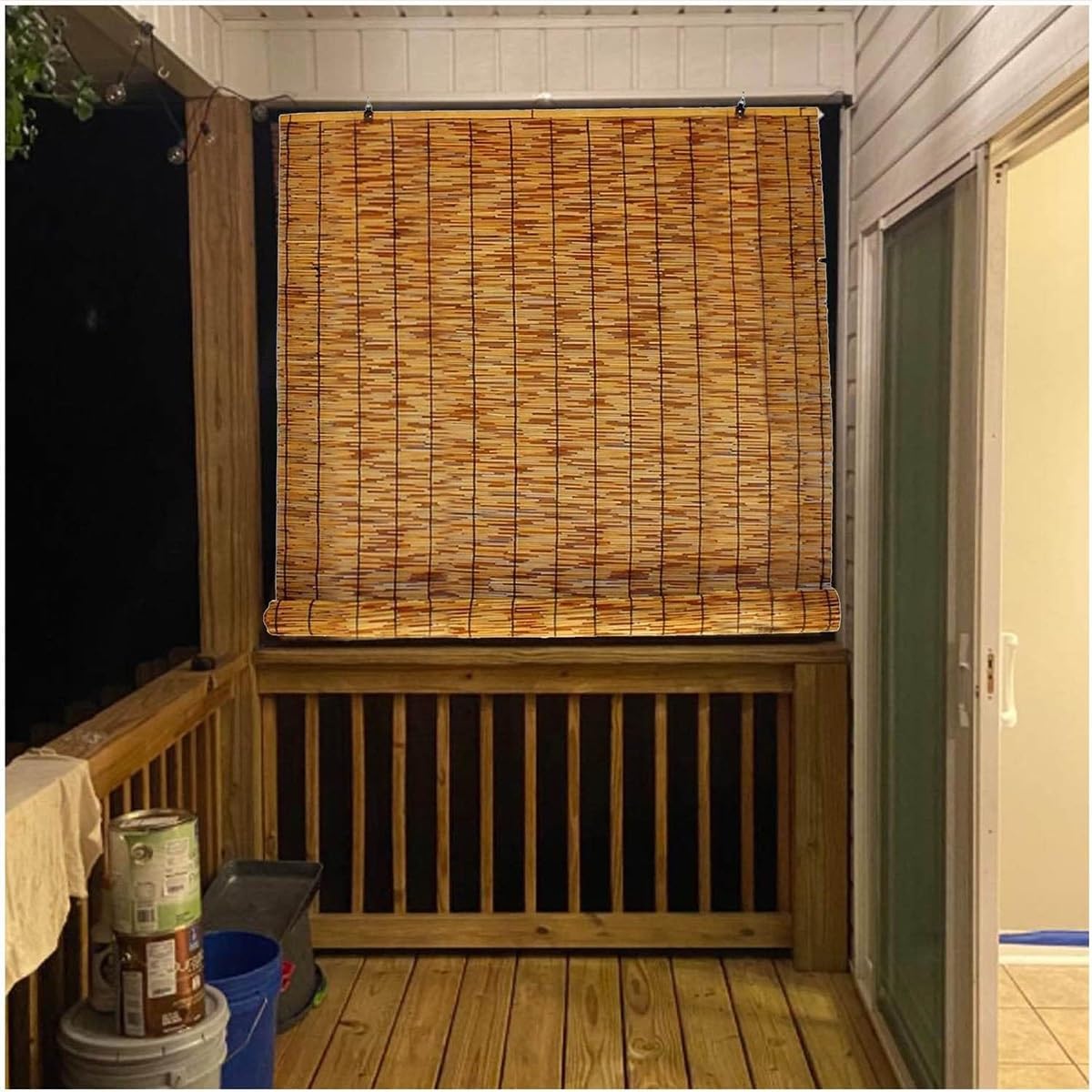 Tende romane in bambù naturale intrecciato a mano, per interni ed esterni, per balcone, giardino, camera da letto, soggiorno, tenda in legno (120 x 300 cm)
