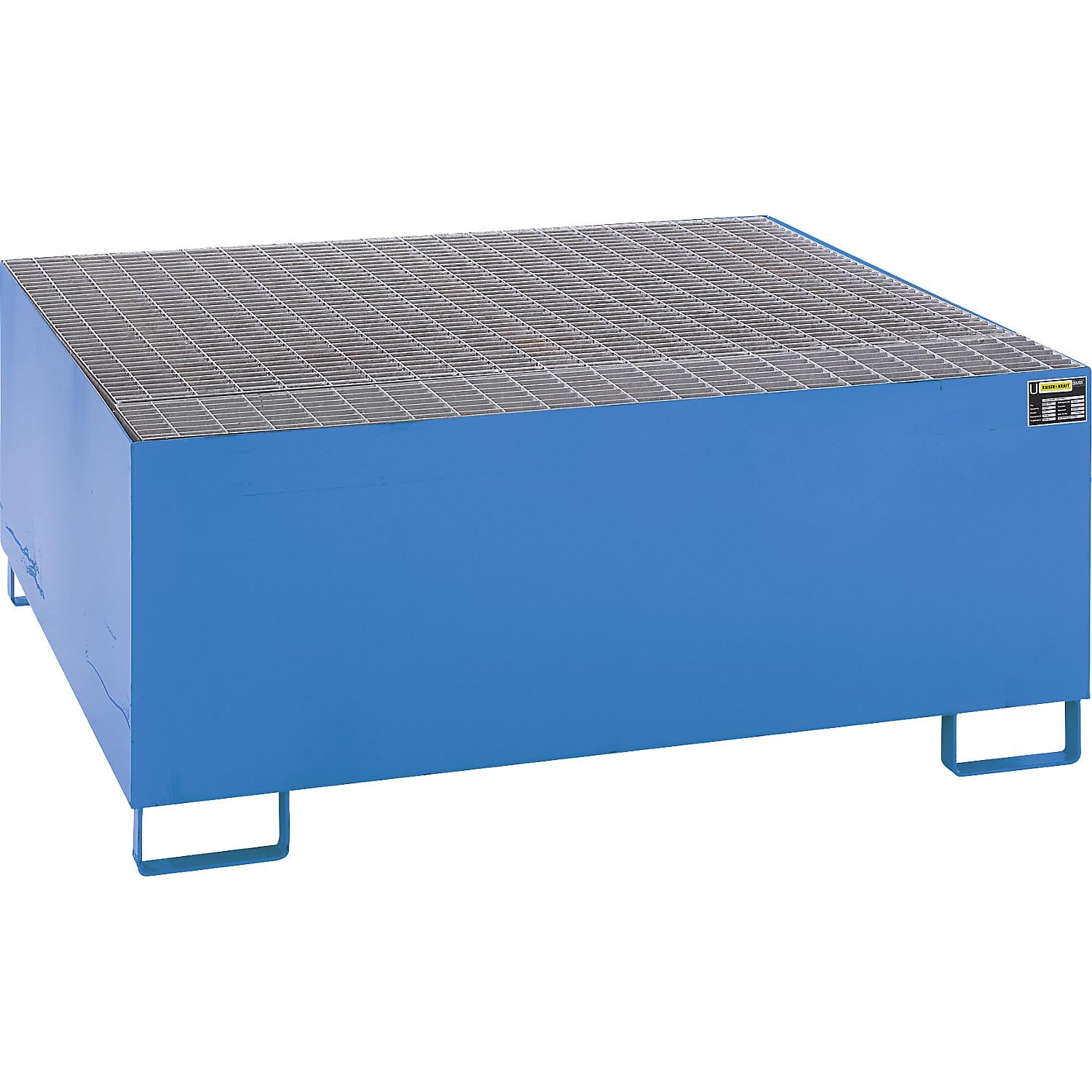 eurokraft | Stahl-Auffangwanne für Tankcontainer IBC/KTC | LxBxH 1460 x 1460 x 630 mm | Auffangvolumen 1000 l | lackiert | Blau RAL 5012