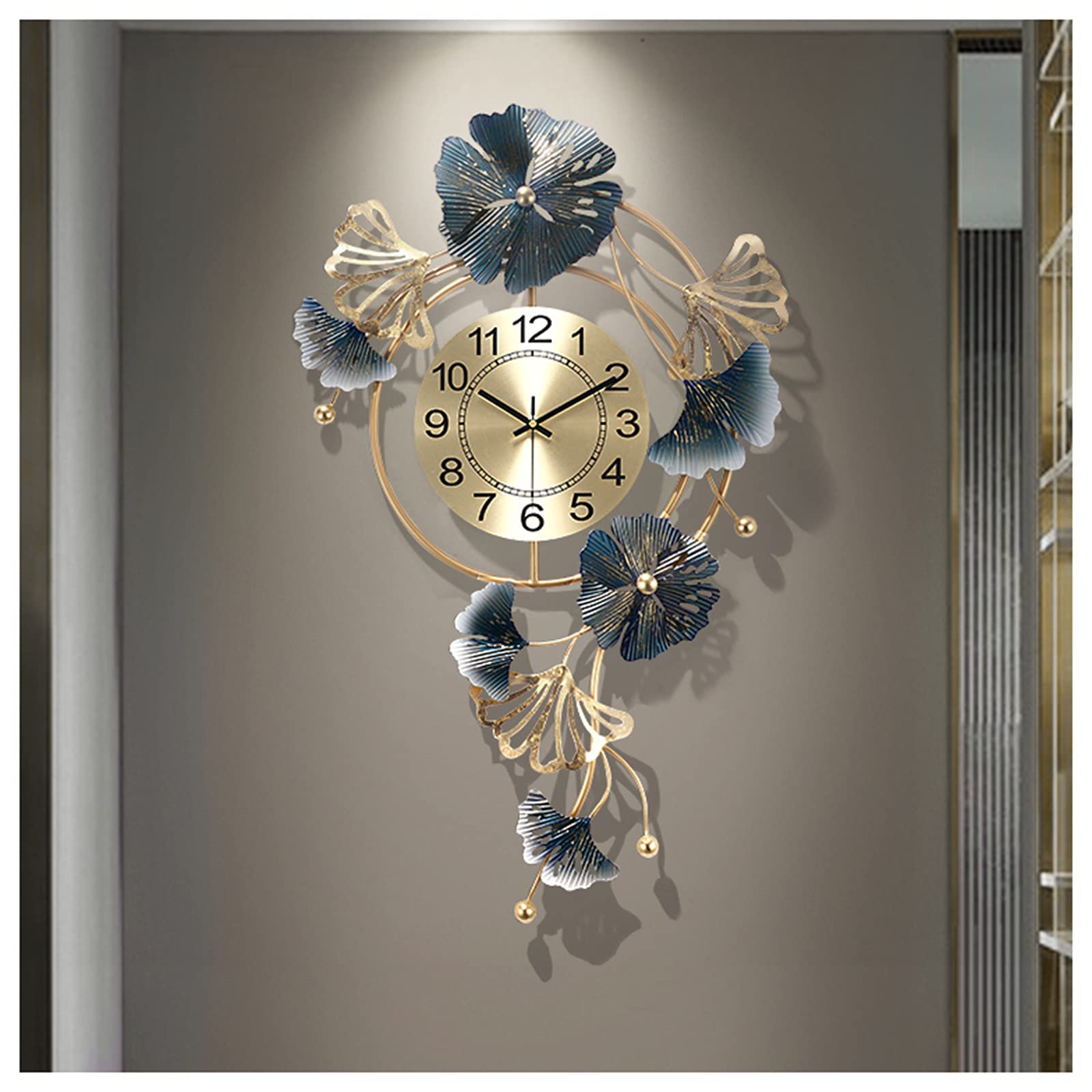 SaryEdge Wall Clock Art Clock 45 * 75Cm Decorative Wrought Iron Wall Clocks,Silent Non-Ticking Quartz Clock,Large Modern Wall Clock Decor for Living Rooms Office Cafe Hotel.,