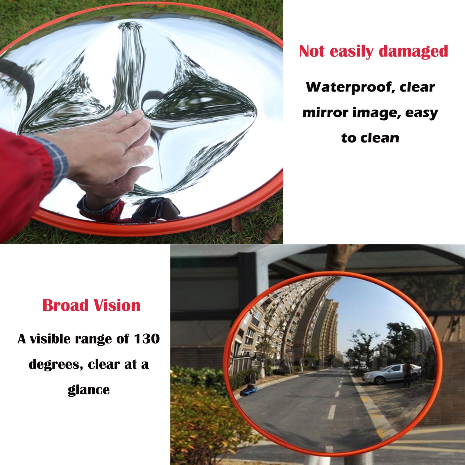 Specchio Stradale Convesso Bestpriceparts Diametro 45 Cm, Per Parcheggi E Visuale Panoramica, Rosso