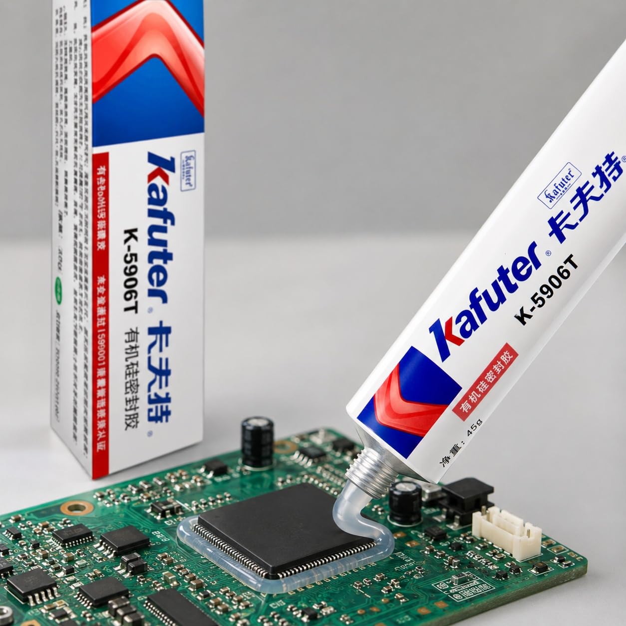 VIDOO Kafuter K-5906T Neutralny Niekorozyjny Klej Elektroniczny, Przezroczysta Tiksolotropowa Spoina Silikonowa do Uszczelniania Urządzeń Domowych - 300ml