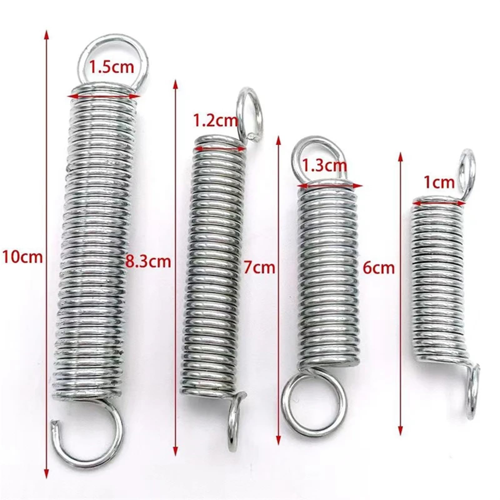 5 STÜCKE Zugfedern Spiralfeder Zugfeder Drahtdurchmesser 1,0mm Länge 20-100mm für Maschinen, Spielzeug(50mm,8MM_1.0MM)