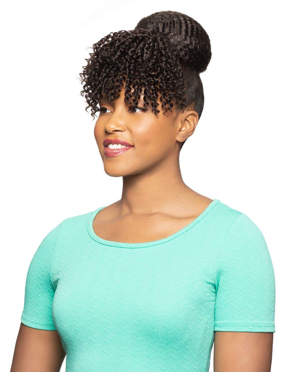 Alicia Beauty Foxy Silver Collections, Fusion High Heat Synthetic, 2 in I Dome with Bang Short Curly Style Hair Piece Drawstring, Instant accessories