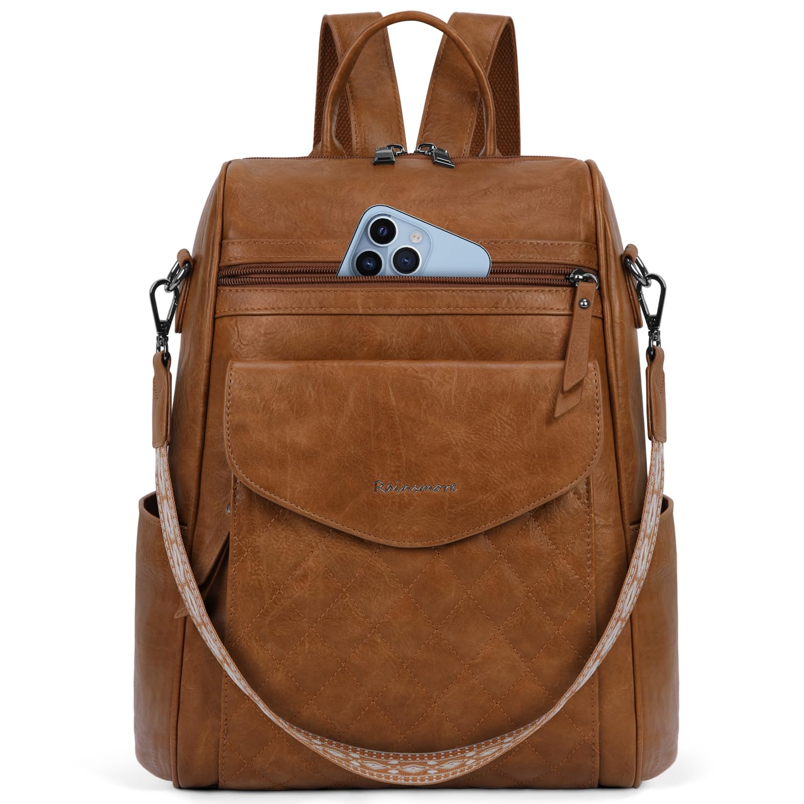 RAINSMORE Backpack Purse for Women Fashion Leather Backpack Designer Ladies Shoulder Bag Convertible Small Travel Backpack