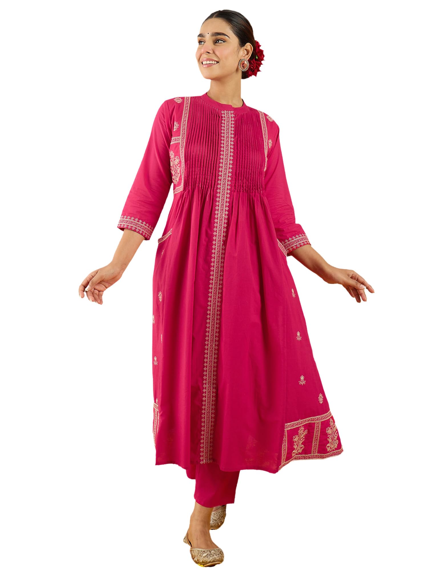 indo era Women's Cotton Ethnic Co-Ord Set | Kurta Pant Set | Stylish Cotton Suit Set for Women,11573-picture-36