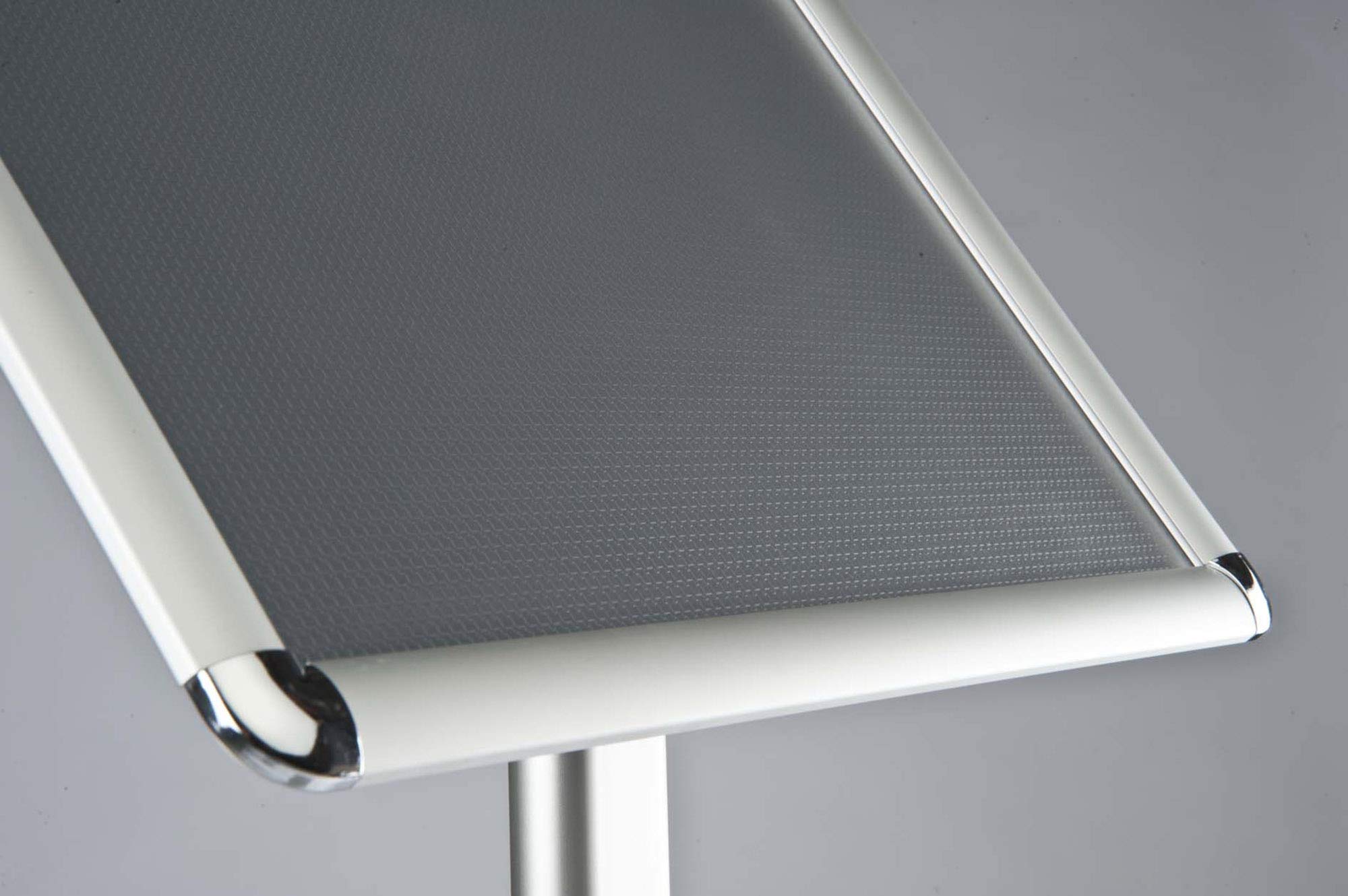 stojak informacyjny klasyczny DIN A3 Rondo na plakaty 297 x 420 mm, srebrny nowy stojak informacyjny (wysokość 1,2 m). Nierdzewna, ciężka płyta aluminiowa. stojak informacyjny zewnętrzny do formatu pionowego/poziomego