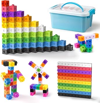 TOMMYHOME Math Linking Cubes with Box 301PCS, Preschool Math Manipulative, Kids Counting Blocks Play Set, Suitable for Learning Educational Supplies in Kindergarten. Great Gift for Boys & Girls 1