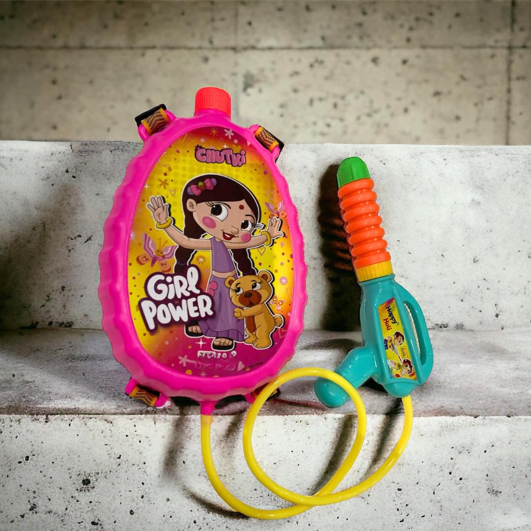 Storio Holi Water Toy Gun with Pressure Mechanism for Long Throw, Back Holding Tank, Back Holding Tank - Chutki & Friends 1
