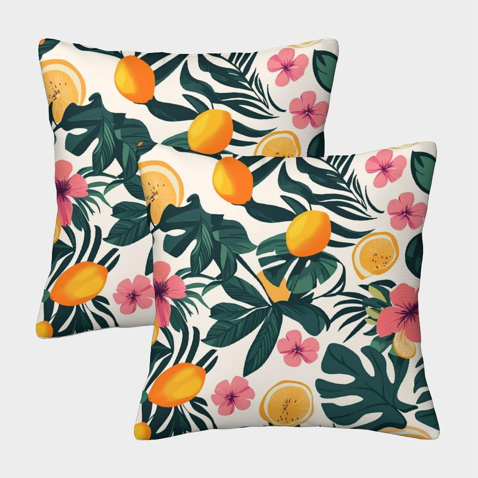 kaiyun 2 Pack Seamless Pattern - Tropical Fruits Personalised Cushion Cover Home Sofa Decoration 50x50cm Pillow Covers