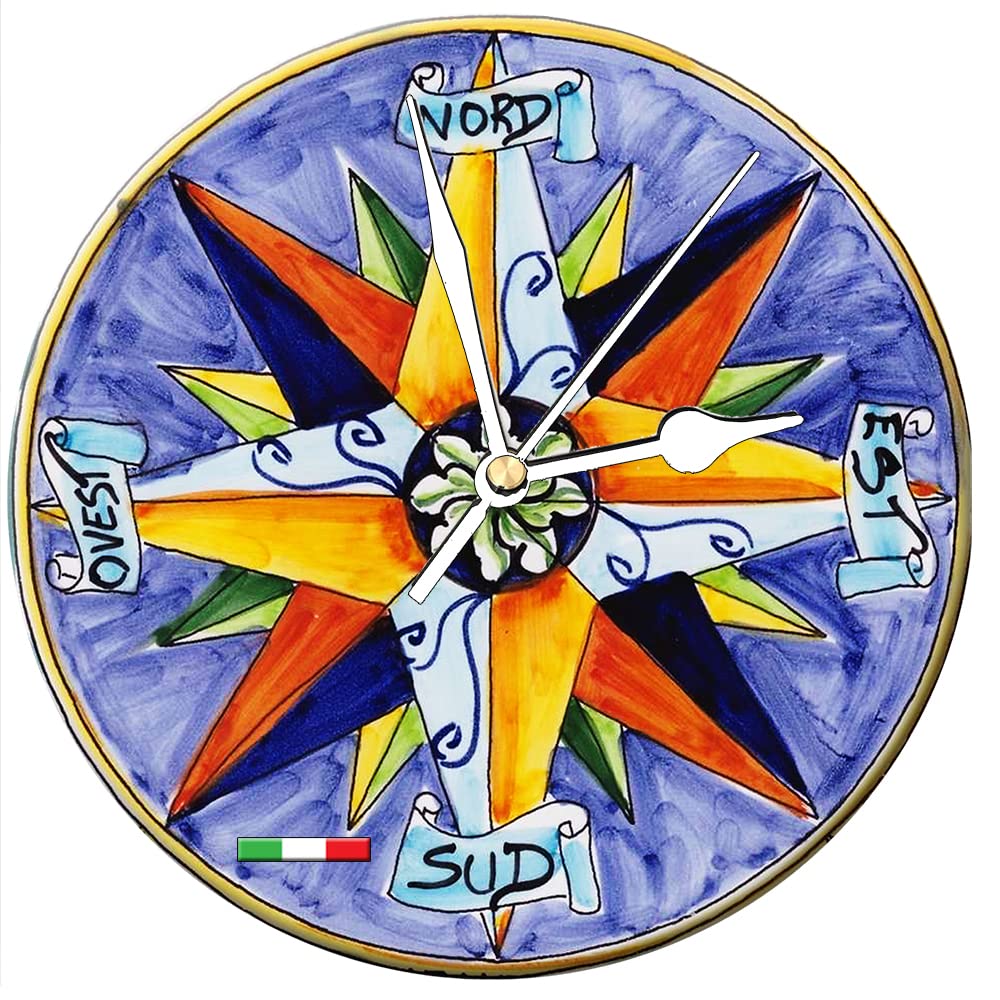 EVOMRound ceramic wall clock, made in Italy with decorative print suitable for any room in the home, office and studio. Measure diameter cm. 20