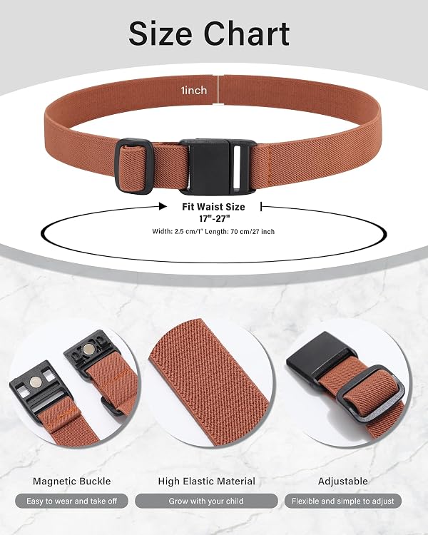 AWAYTR Kids Magnetic Belt for Girls - 3 Pack Toddler Boys Elastic Belt by AWAYTR - Used condition - Image 3