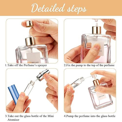 Miniatura 4 de Boao Morandi - Mini botella de perfume de viaje recargable de 0.2 fl oz con bomba de repuesto, dispensador de muestras de fragancia, herramienta de