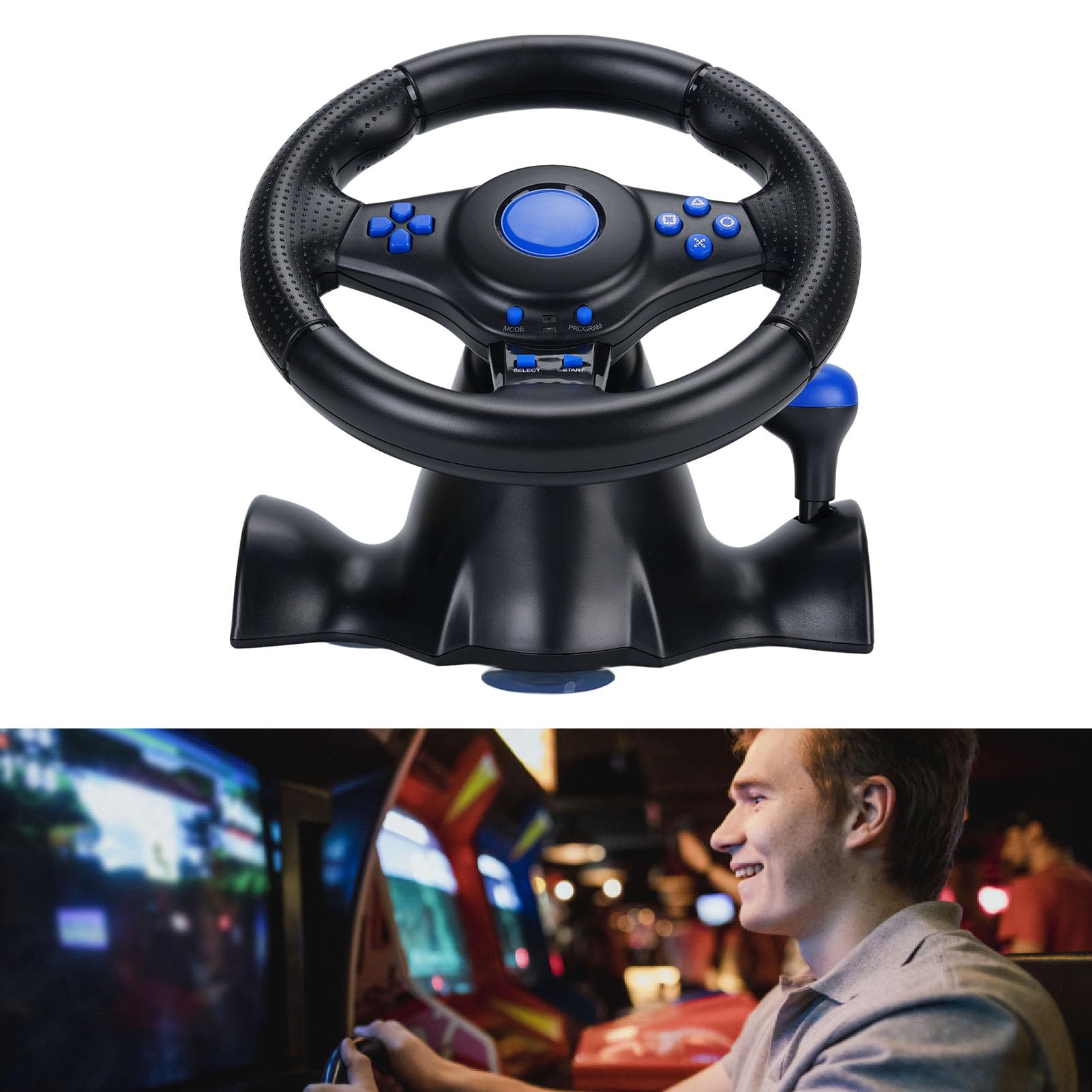 Volante con Esperienza di Controllo Precisa e Feedback di Vibrazione Realistico per 360 PC VR Set Volante da Gioco