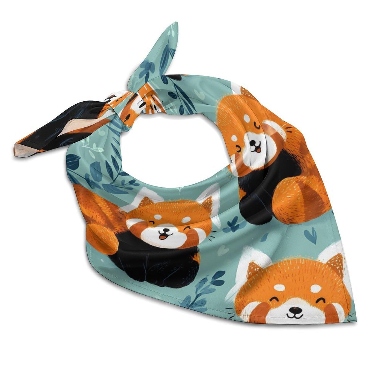 Fwjzdsp Unisex White Red Pandas Plant Leaves Silklike Scarf Head Scarves Bandanas Face Mask Hair Wrap Neckerchief