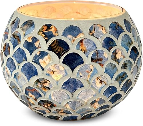 MIATTCLD - Portavelas de cristal con diseño de mosaico, romántico, portavelas re
