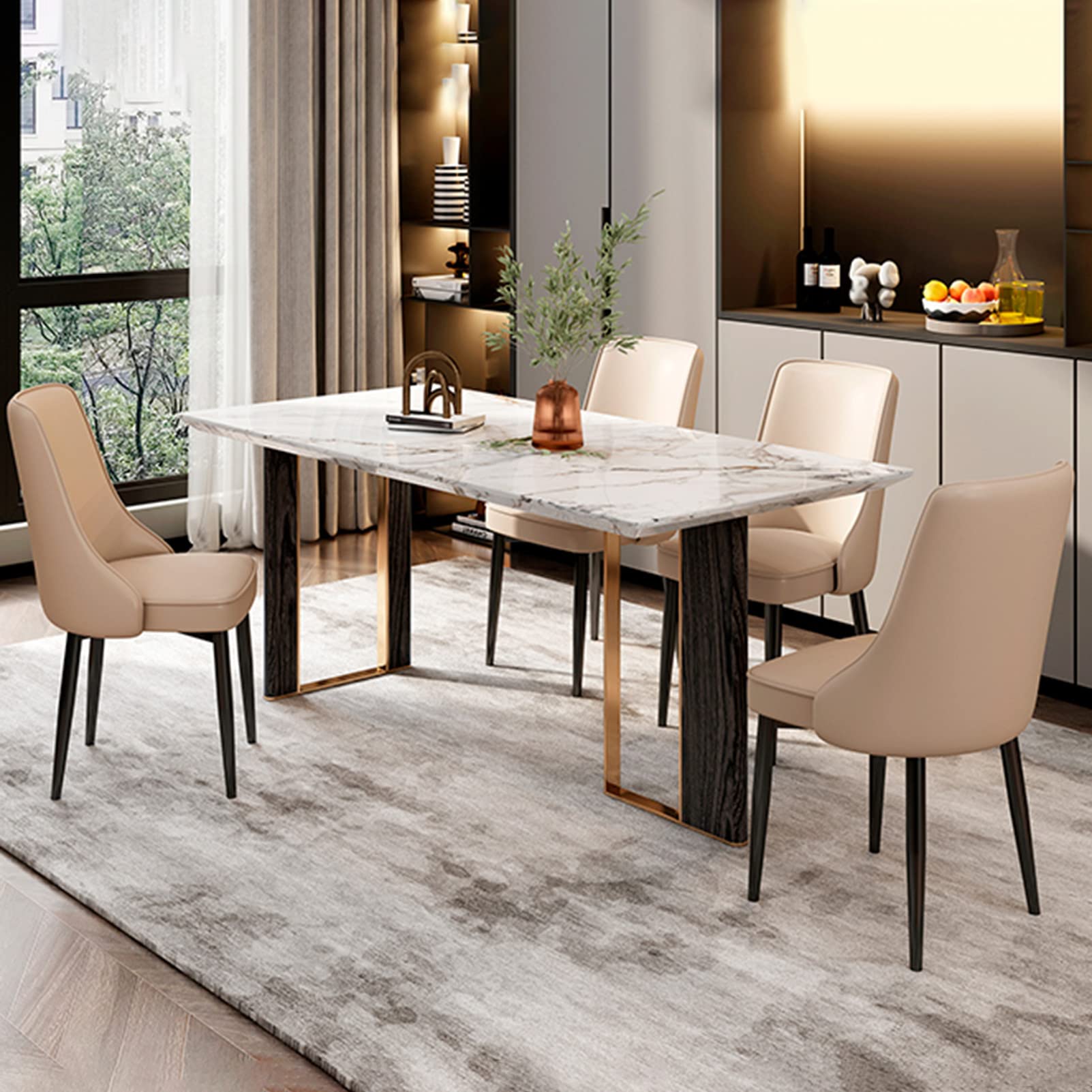 Sweetcrispy Set di 2 sedie da pranzo in pelle imbottita di alta qualità
