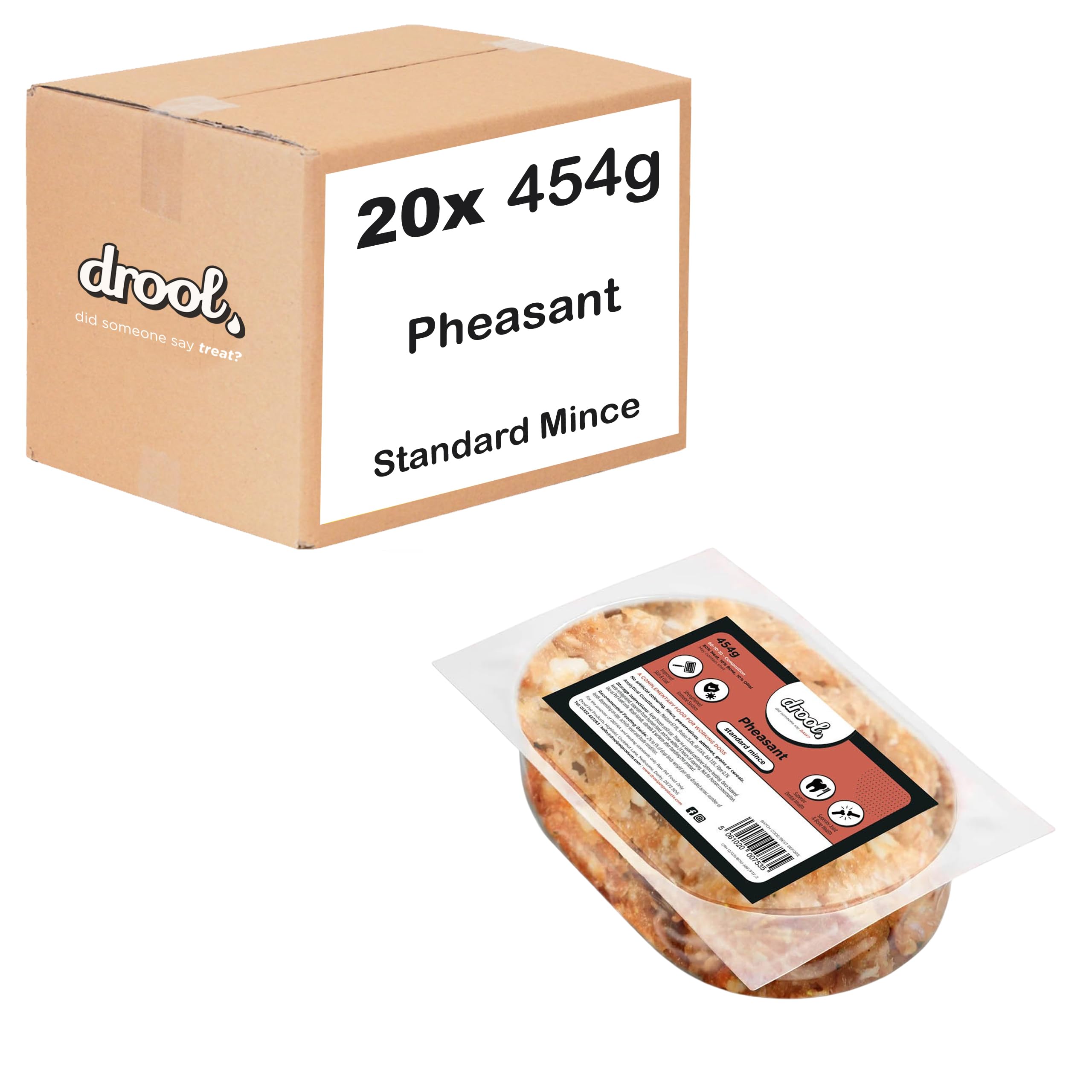 Drool Pheasant Standard Mince 20 x 454g | 100% Natural Raw Dog Food | Frozen Dog Food for Optimal Canine Health