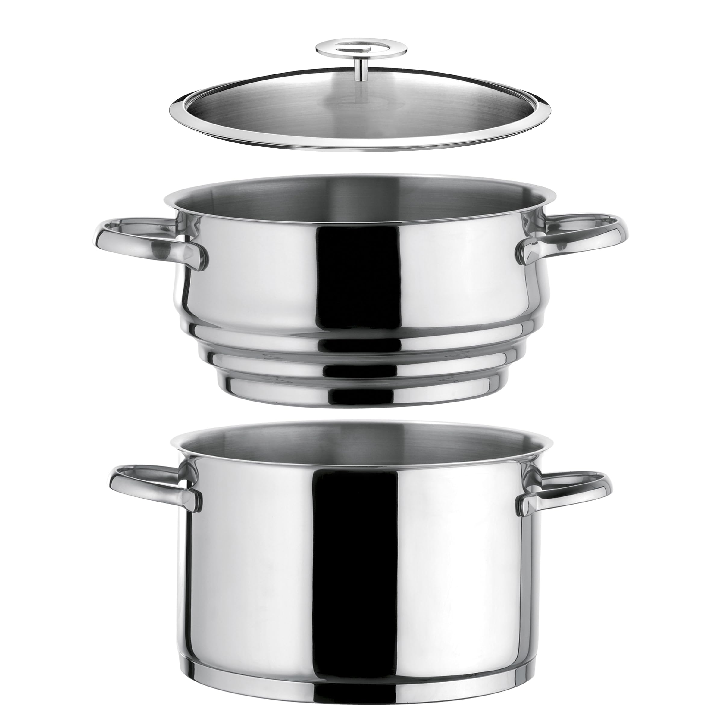 Cuisinox Elysée, faitout tout inox 24 cm avec cuit vapeur universel, 5 L