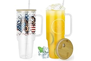 40oz Sublimation Glass Tumbler with Bamboo Lid and Straw - 2-Pack