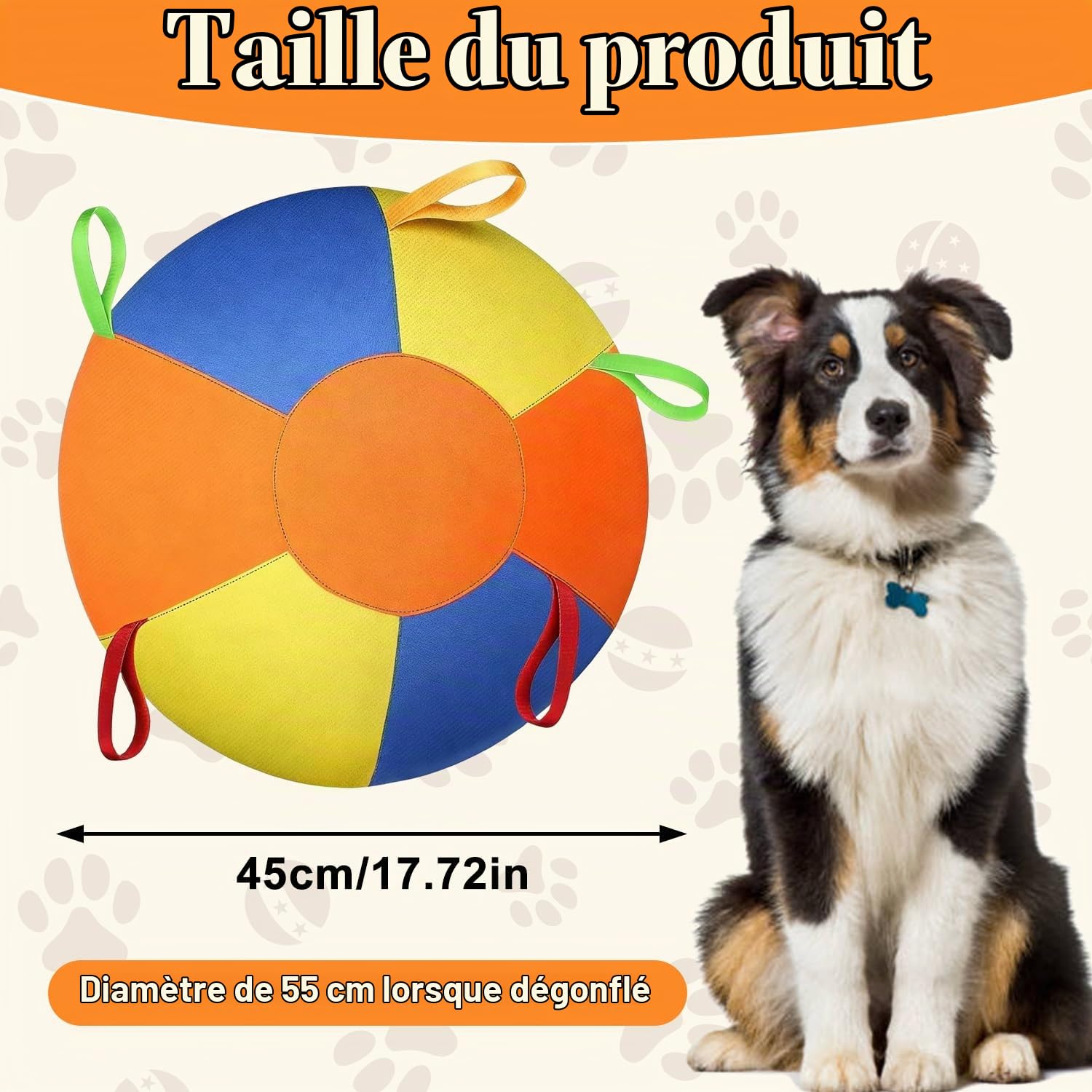 45cm Herding Balle pour Chien, Grande Balle de Troupeau pour Chien, Jouet Gonflable pour Grands Chiens, Balle de Troupeau Gonflable, Herding Ball Résistante aux Morsures pour Petits Moyens Grands
