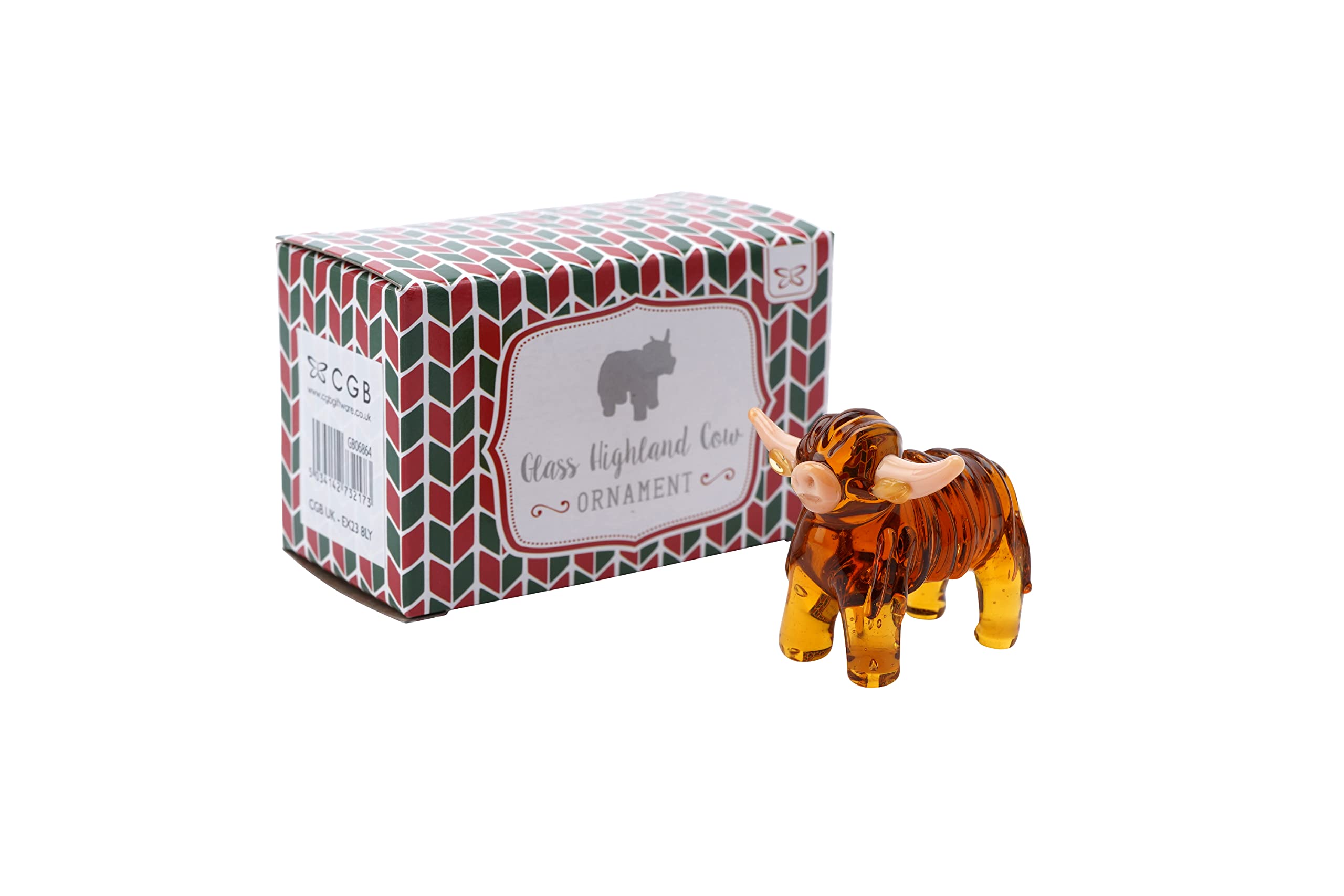 CGB Giftware Glass Highland Cow Figurine | Brown | Gift Boxed | Collectable Ornament | Decorative | Home Accessory | Gift For All | Glass Animals GB06864