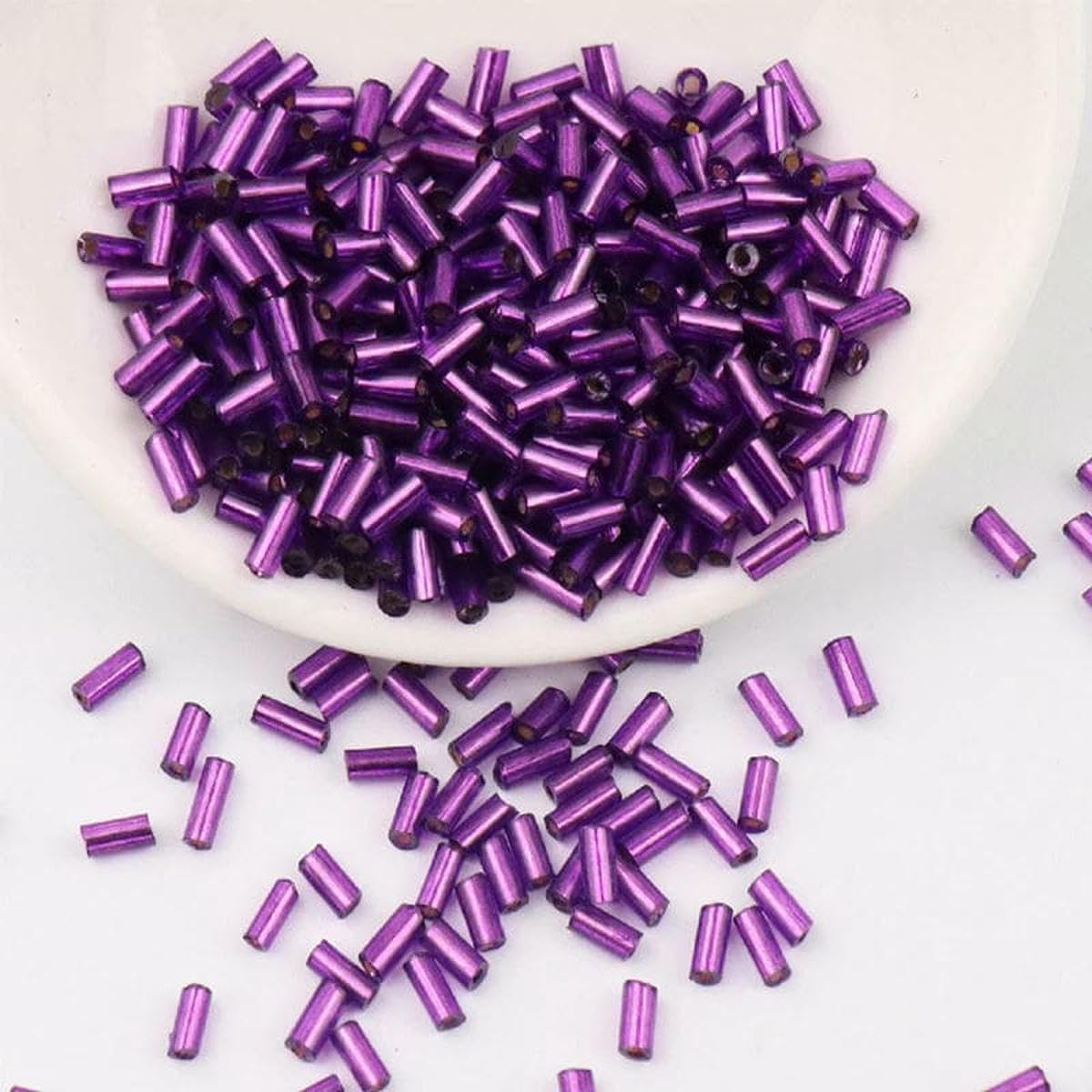 Perles de tube de verre, Entretoise, 2x4.0mm/2x6mm, charmant tchèque for la couture sur décoration de robe brodée DIY(Dark Purple,2x4.0mm 900pcs)