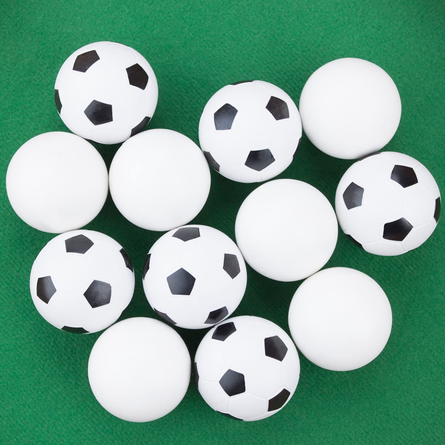 Brybelly Juego de 12 balones de fútbol Mixtos para mesas de fútbol estándar y balones clásicos (6 fútbol Blanco y Negro) (6 Blancos Lisos)