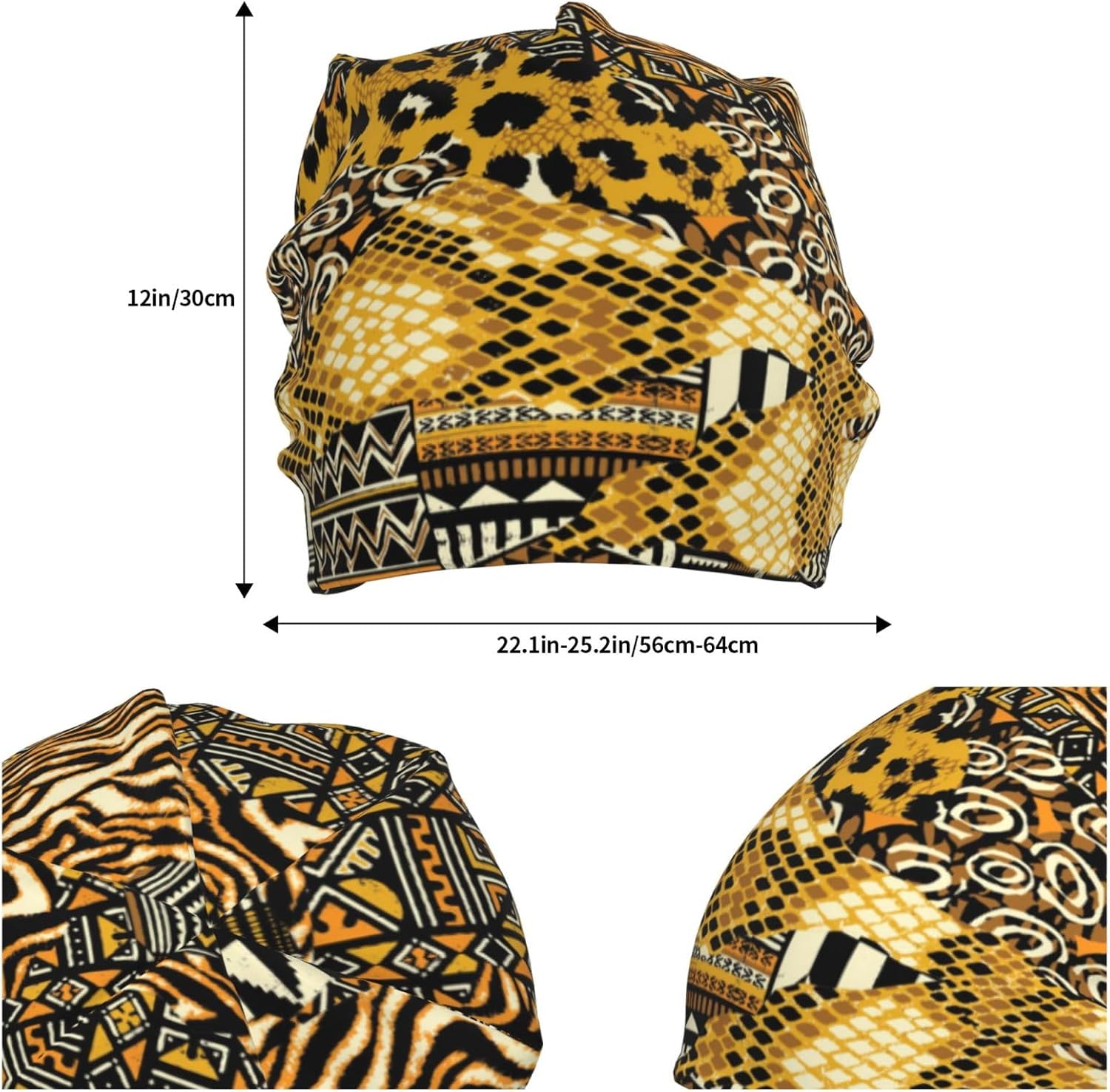 ASYG African Style Slouchy Beanie Cap African Knit Hat Africa Beanie Winter Hats Cap Ethnic Slouchy Hat for African Women Men - Image 6