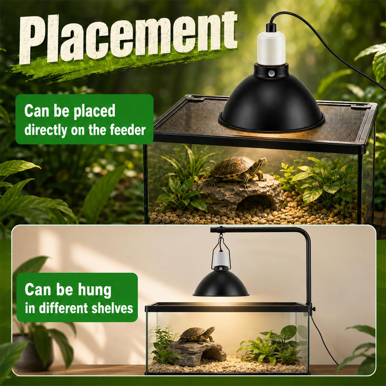 Rettile Lampada Riscaldante con 100W E27 Lampadina e 4 Timer, Diametro 21cm