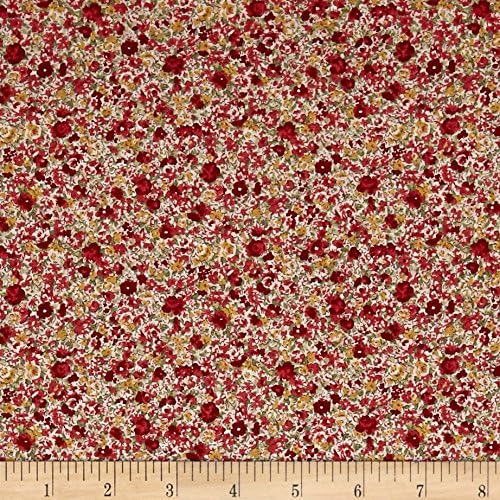 Kaufman Fabrics Sevenberry: Petite Garden Lawn Flowers Fabric by The Yard, Red