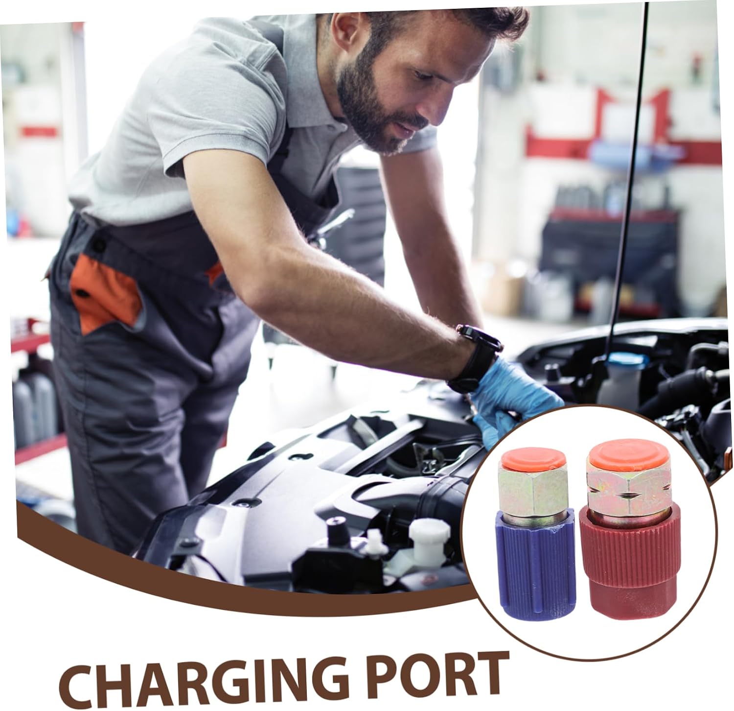 ULTECHNOVO 4Pcs Car to Adapter Set Quick Disconnect Coupler Fittings with Caps High Low Side Charging Port Retrofit Kit for Automotive Systems