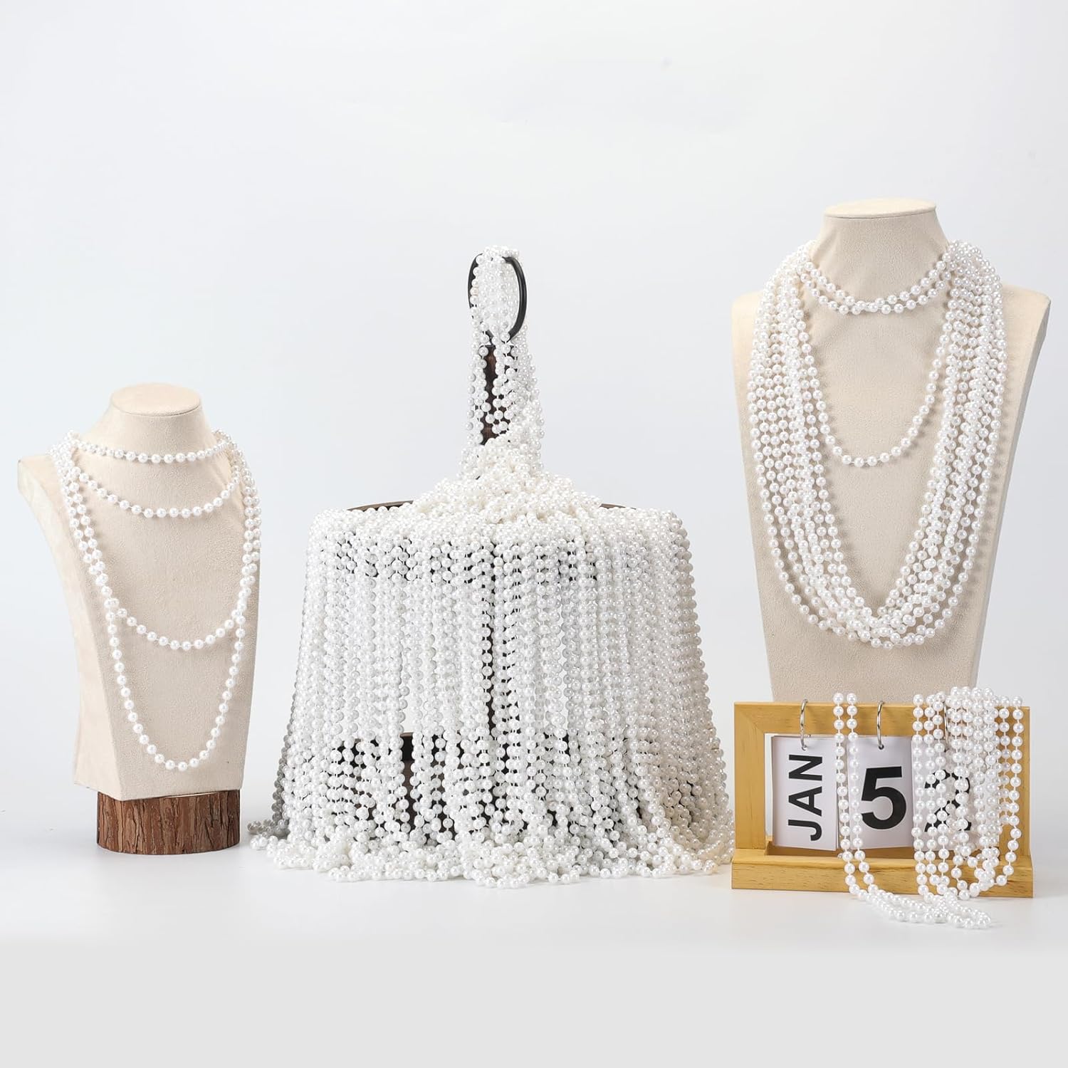 100 Pcs White Pearl Beaded Necklaces Bulk, Faux Pearl Beaded Necklaces (31.5 Inch, 7mm) For Wedding Birthday Party Decoration, Women Party Costume Accessories